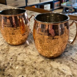 Pair of copper Moscow mule mugs West Elm